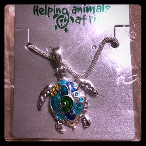 Enamel sea turtle necklace